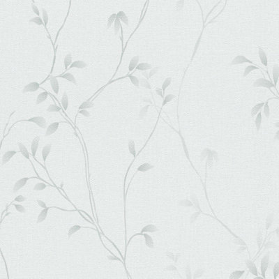 BRICOFLOR Non-woven wallpaper, leaf & palm wallpaper, vintage in grey, white - 10,05 x 0,53 m