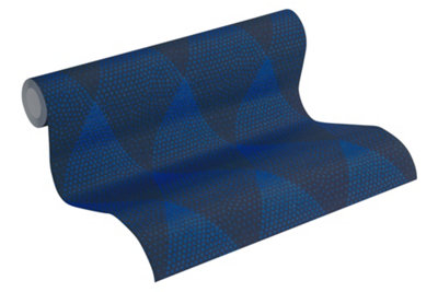 BRICOFLOR Non-woven wallpaper, luxury wallpaper in blue, black, anthracite - 10,05 x 0,53 m