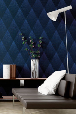 BRICOFLOR Non-woven wallpaper, luxury wallpaper in blue, black, anthracite - 10,05 x 0,53 m