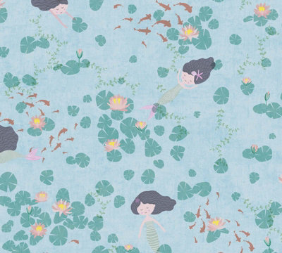 BRICOFLOR Non-woven wallpaper, modern wallpaper in blue, green - 10,05 x 0,53 m