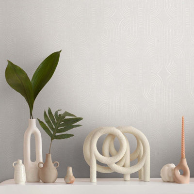 BRICOFLOR Non-woven wallpaper, modern wallpaper, pattern in white - 10,05 x 0,53 m