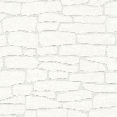 BRICOFLOR Non-woven wallpaper, paintable wallpaper in white - 10,05 x 0,53 m