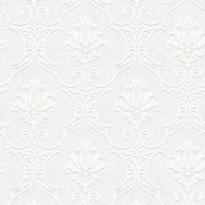 BRICOFLOR Non-woven wallpaper, paintable wallpaper in white - 10,05 x 0,53 m