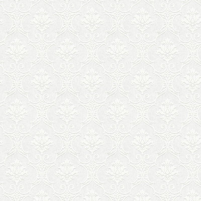 BRICOFLOR Non-woven wallpaper, paintable wallpaper in white - 25,00 x 1,06 m