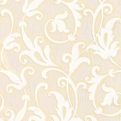 BRICOFLOR Non-woven wallpaper, pattern wallpaper, damask in beige, cream, grey - 10,05 x 0,53 m