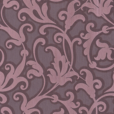 BRICOFLOR Non-woven wallpaper, pattern wallpaper, damask in grey, violet - 10,05 x 0,53 m