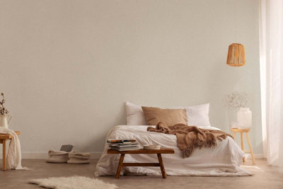 BRICOFLOR Non-woven wallpaper, plain wallpaper in beige - 10,05 x 0,53 m