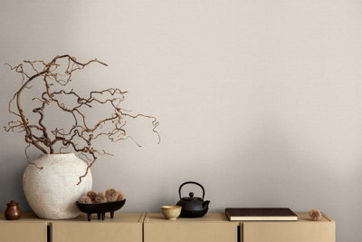 BRICOFLOR Non-woven wallpaper, plain wallpaper in beige - 10,05 x 0,53 m