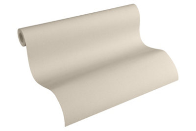 BRICOFLOR Non-woven wallpaper, plain wallpaper in beige, cream - 10,05 x 0,53 m