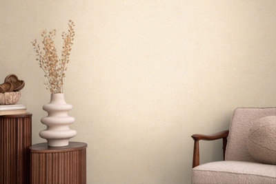 BRICOFLOR Non-woven wallpaper, plain wallpaper in beige, yellow - 10,05 x 0,53 m
