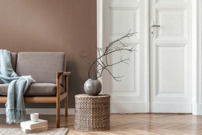 BRICOFLOR Non-woven wallpaper, plain wallpaper in brown - 10,05 x 0,53 m