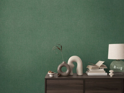 BRICOFLOR Non-woven wallpaper, plain wallpaper in green - 10,05 x 0,53 m