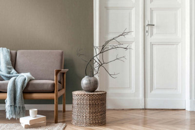 BRICOFLOR Non-woven wallpaper, plain wallpaper in grey, green - 10,05 x 0,53 m