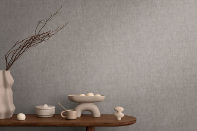 BRICOFLOR Non-woven wallpaper, plain wallpaper in grey, taupe - 10,05 x 0,53 m