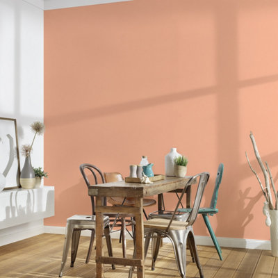 BRICOFLOR Non-woven wallpaper, plain wallpaper in orange - 10,05 x 0,53 m