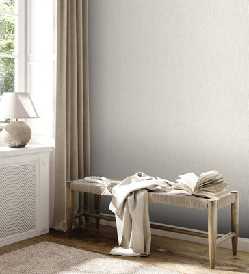 BRICOFLOR Non-woven wallpaper, plain wallpaper in white - 10,05 x 0,53 m