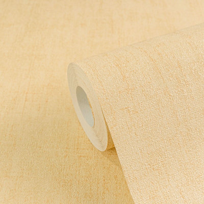 BRICOFLOR Non-woven wallpaper, plain wallpaper in yellow - 10,05 x 0,53 m