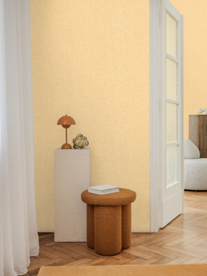BRICOFLOR Non-woven wallpaper, plain wallpaper in yellow - 10,05 x 0,53 m
