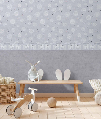 BRICOFLOR Non-woven wallpaper, spotty & polka dot wallpaper in grey, white - 10,05 x 0,53 m