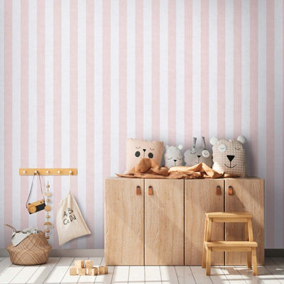 BRICOFLOR Non-woven wallpaper, striped wallpaper in cream - 10,05 x 0,53 m