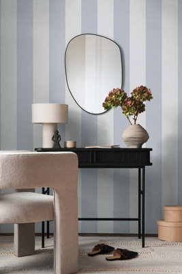 BRICOFLOR Non-woven wallpaper, striped wallpaper in cream, grey, white - 10,05 x 0,53 m