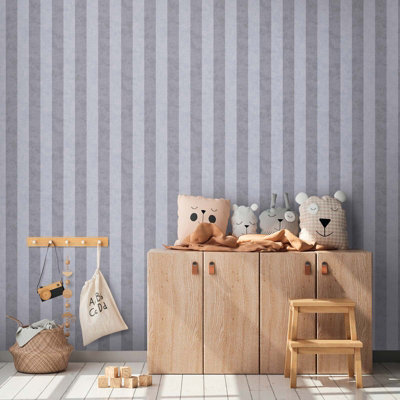BRICOFLOR Non-woven wallpaper, striped wallpaper in grey - 10,05 x 0,53 m