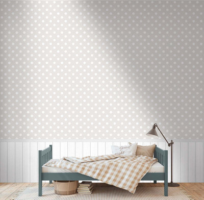 BRICOFLOR Non-woven wallpaper, wood effect wallpaper, spotty & polka dot in grey, white - 2,80 x 1,59 m