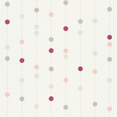 BRICOFLOR Spotty wallpaper green and pink shades dotty wallpaper suitable for modern nursery and bedroom 10.05 x 0.53 m