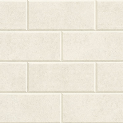 BRICOFLOR Stone Wall Effect Ivory Non-Woven Wallpaper Scrubbable Vinyl Wallpaper Straight Match 64cm 10.05 x 0.70 m
