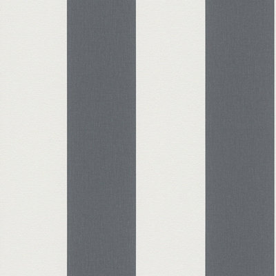 BRICOFLOR Striped Grey White Modern Fabric Design Non-Woven Wallpaper Washable Strippable Vinyl Wallpaper 10.05 x 0.53 m