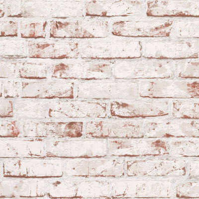 BRICOFLOR White brick wallpaper Non woven wall coverings Glue and stick wallpaper 10.05 x 0.53 m