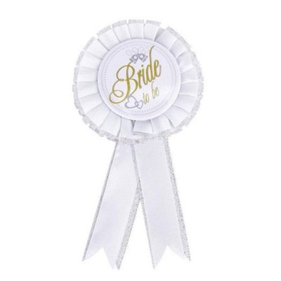 SHATCHI Bride To Be Rosette Badge – Hen Party / Bridal Shower / Engagement Accessory (White, SH1809)