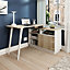 Bridge Desk Sonoma Oak effect finish and white accents and can be assembled left or right