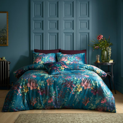 Bridgerton By Catherine Lansfield Bedding Romantic Floral Duvet Cover Set with Pillowcase Teal