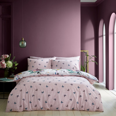 Bridgerton By Catherine Lansfield Bedding Wallflower Reversible Duvet Cover Set with Pillowcases Natural