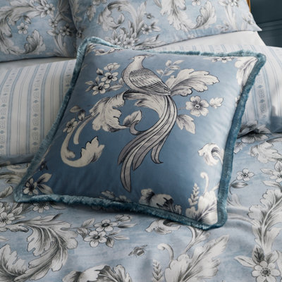 Bridgerton By Catherine Lansfield Regal Floral Soft Touch 45x45cm Cushion Blue