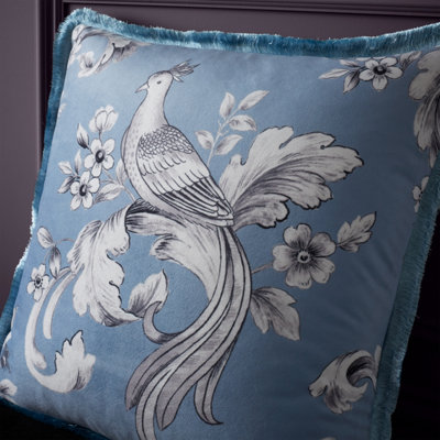 Bridgerton Regal Birds Velvet Damask Duvet Cover Bedding Set Teal