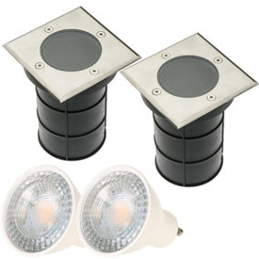 BRIDGET - CGC Two Square Large With Bulbs Stainless Steel Inground Or Decking Lights