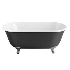 Bridget Traditional Freestanding Black Acrylic Bath with Chrome Feet (L)1500mm (W)580mm