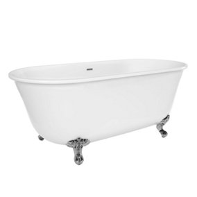 Bridget Traditional Freestanding White Acrylic Bath with Chrome Feet (L)1500mm (W)580mm