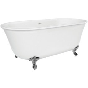 Bridget Traditional Freestanding White Acrylic Bath with Chrome Feet (L)1800mm (W)865mm