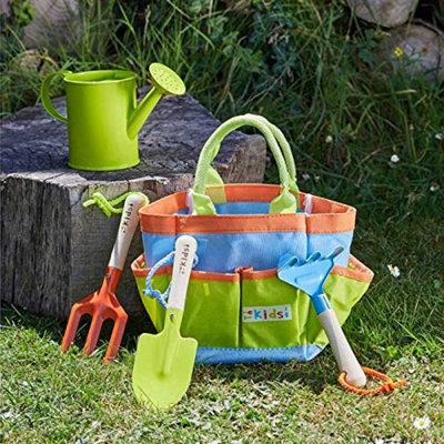 Briers Kids Childrens Gardening Tool Bag Rake Fork Trowel Watering