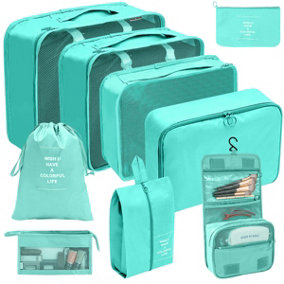 Bright Blue 9PC Cosmetic Washing Outdoor Luggage Storage Bag