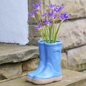 Bright Blue Wellington Boots Planter