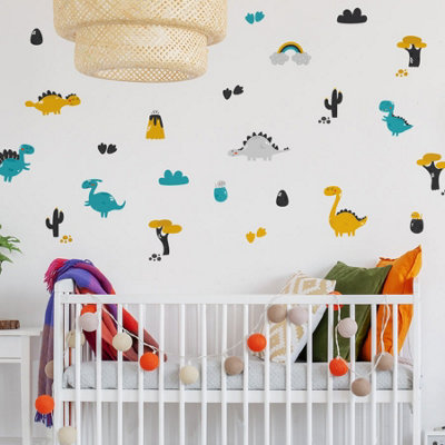 Bright Dinosaur Wall Sticker Pack Nursery Wall Décor