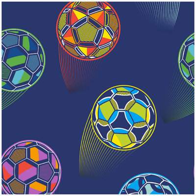 Bright Football Wallpaper Blue Red Green Yellow Geometric Sports Kids ...
