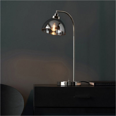Bright Nickel Task Lamp - Adjustable Mirrored Glass Shade - Toggle Switch Table Light