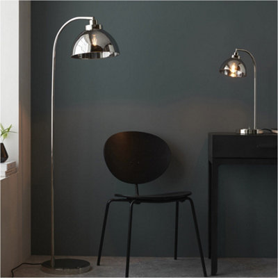 Bright Nickel Task Lamp - Adjustable Mirrored Glass Shade - Toggle Switch Table Light