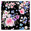 Bright pink flowers on black (Picutre Frame) / 16x16" / Oak