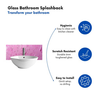 Bright Pink Textured Effect Glass Bathroom Splashback